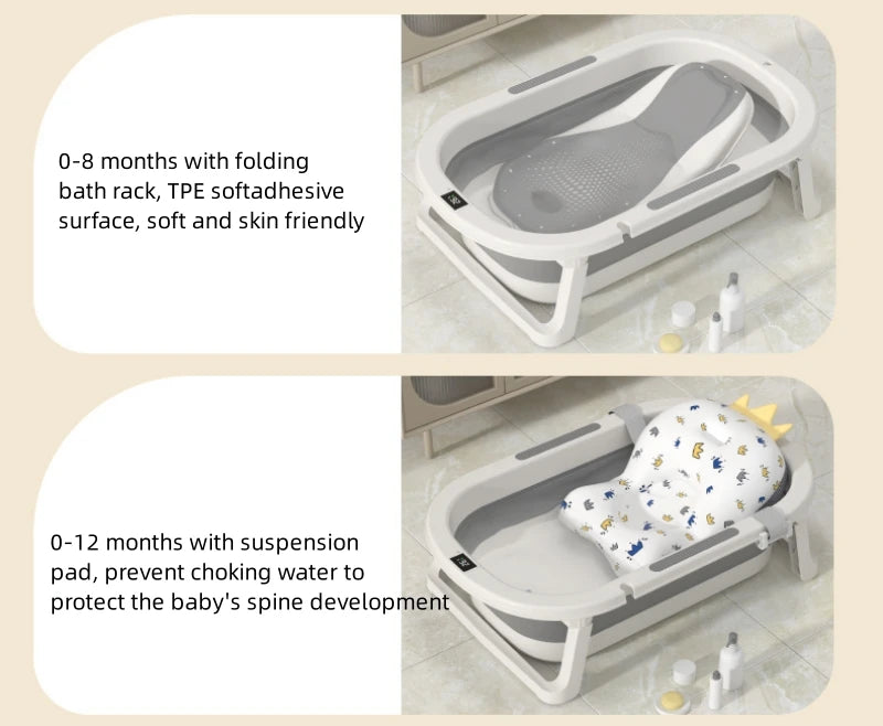 Tina de Baño Plegable para Bebé – Con Soporte Ergonómico
