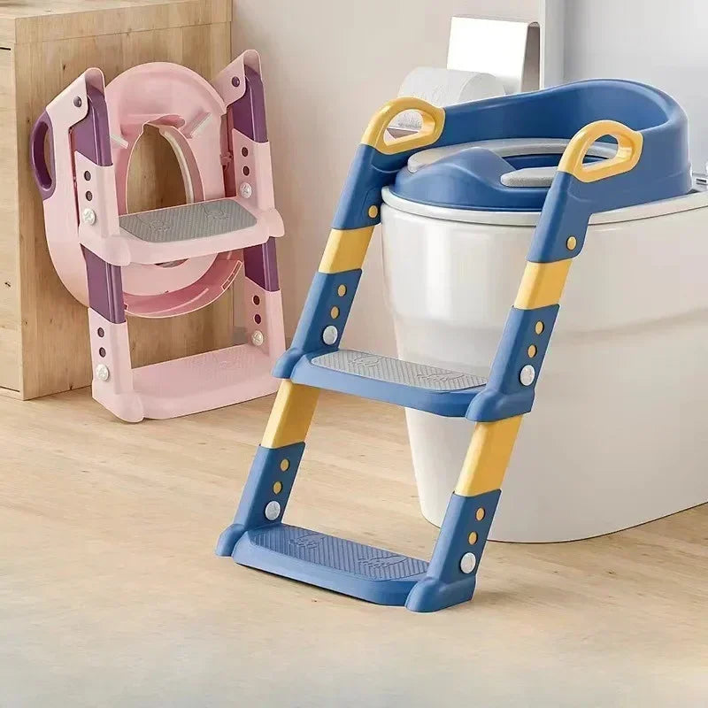 Asiento de Baño Infantil con Escalera Plegable – Entrenador Seguro y Ajustable