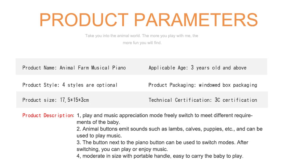 Juguete Musical Infantil – Piano de Mano
