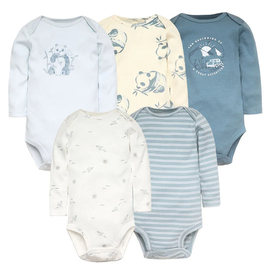Set de 5 Bodys para Bebé Niño - 100% Algodón