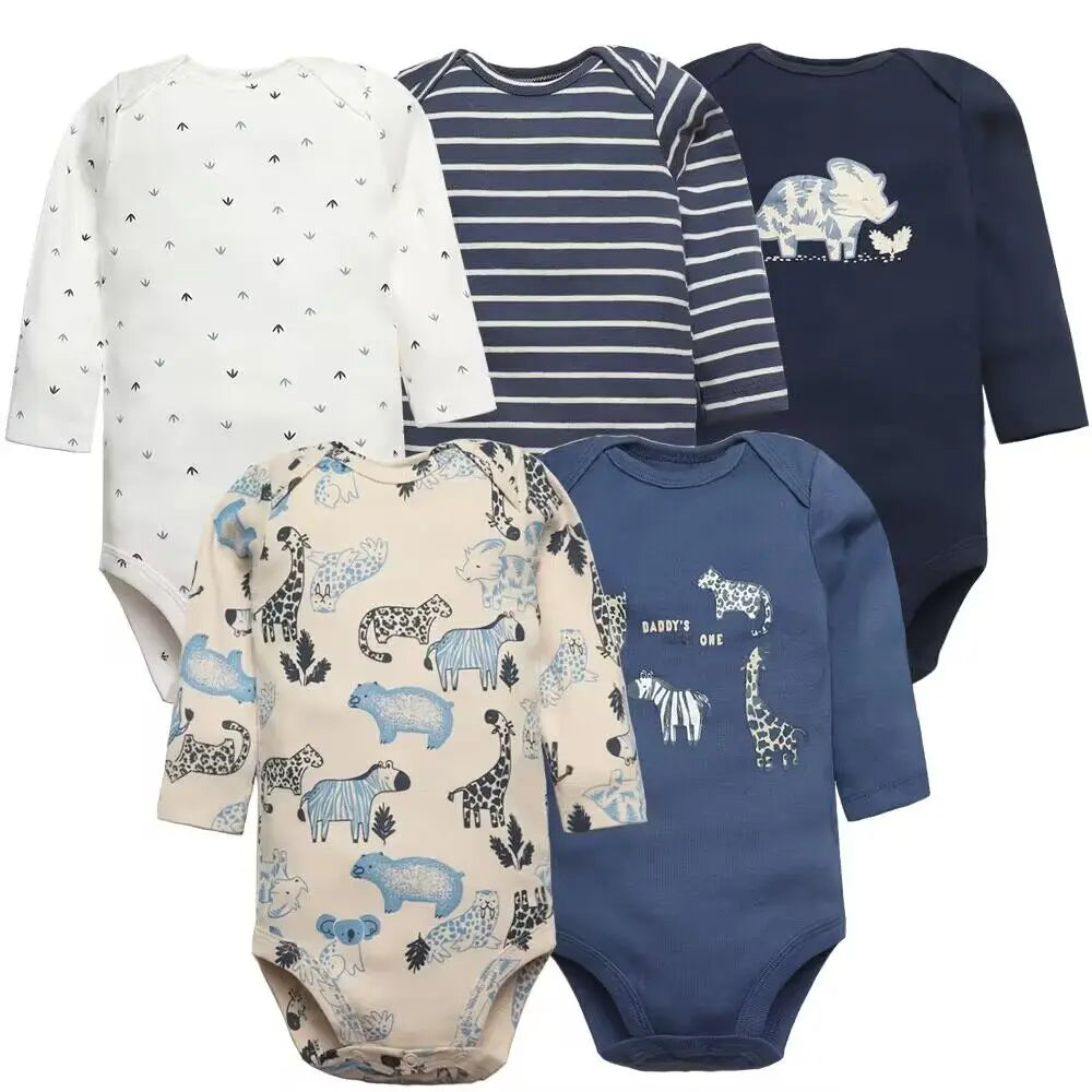 Set de 5 Bodys para Bebé Niño - 100% Algodón
