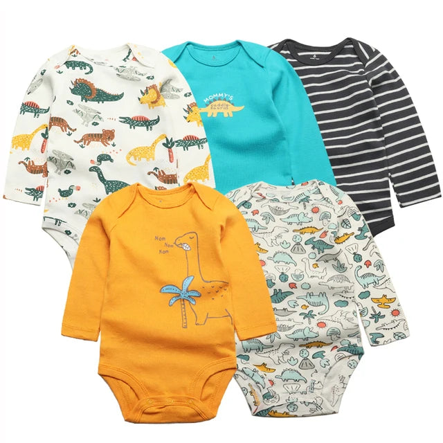 Set de 5 Bodys para Bebé Niño - 100% Algodón