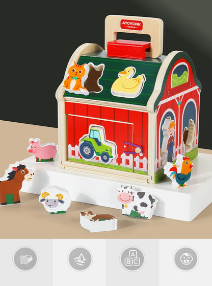 Granja de Madera Didáctica – Juego de Encaje para Bebés