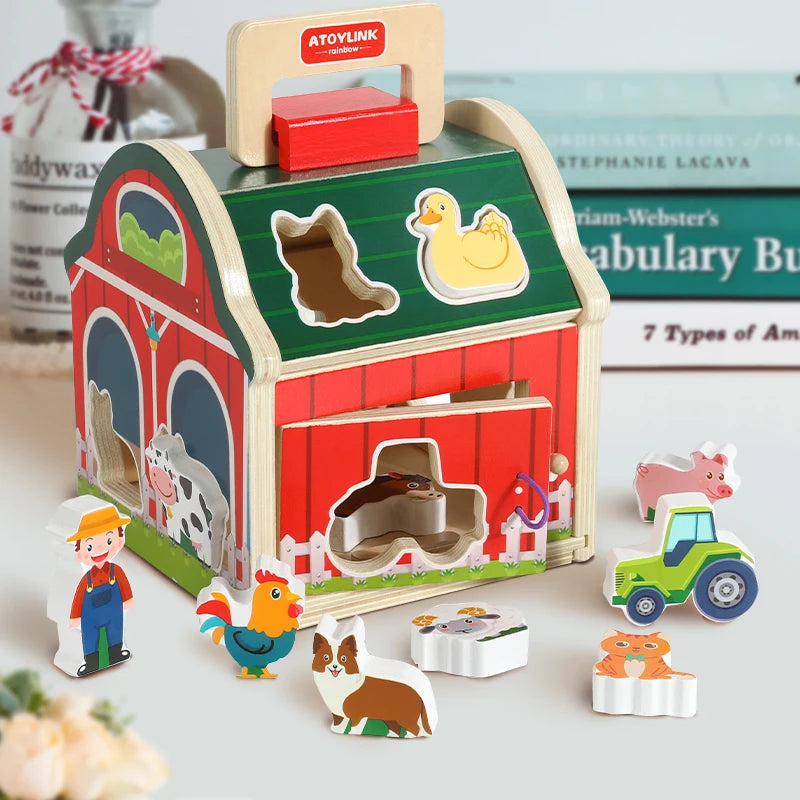 Granja de Madera Didáctica – Juego de Encaje para Bebés