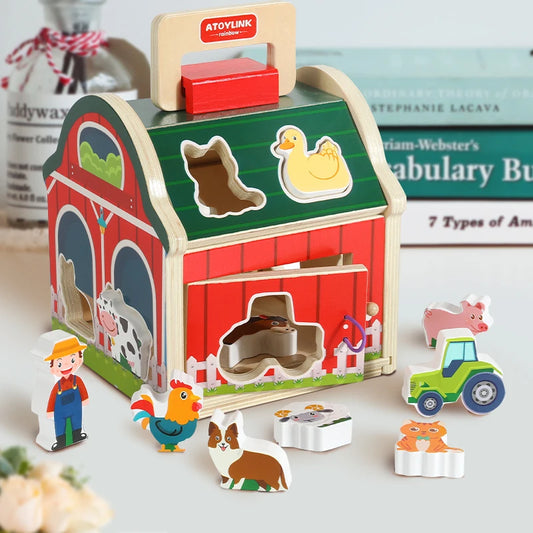 Granja de Madera Didáctica – Juego de Encaje para Bebés