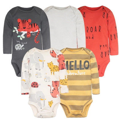 Set de 5 Bodys para Bebé Niño - 100% Algodón