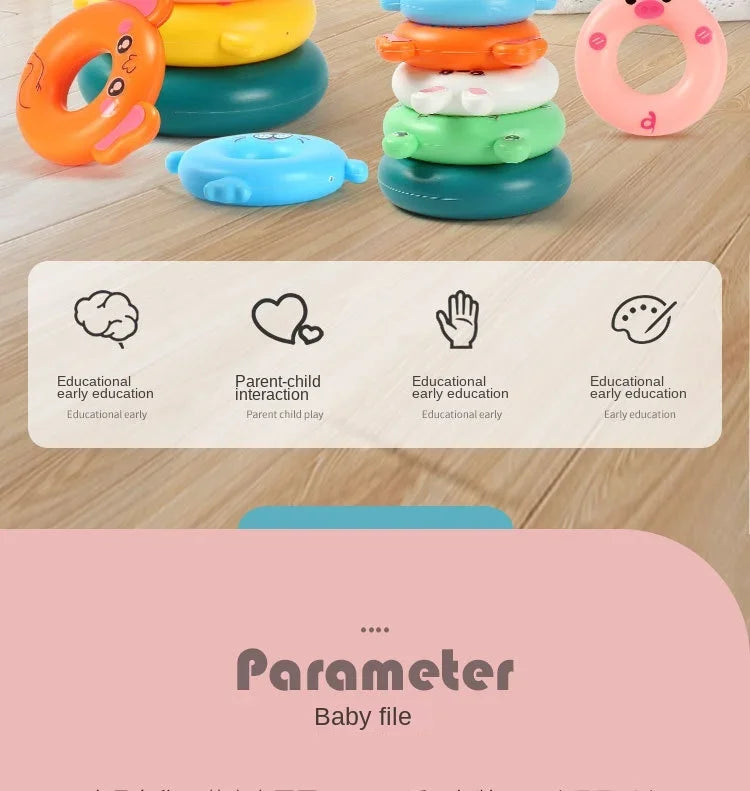 Torre de Anillos Apilables – Juguete Didáctico para Bebés