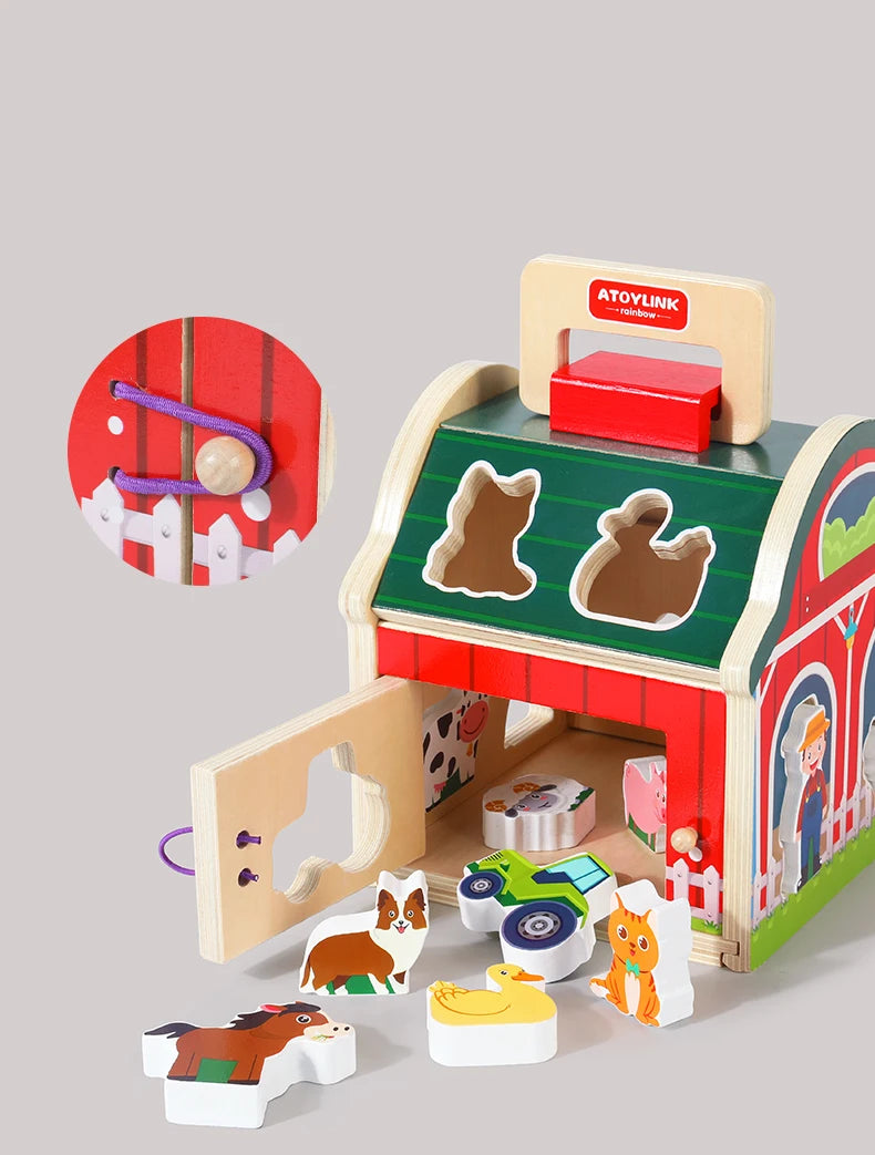 Granja de Madera Didáctica – Juego de Encaje para Bebés
