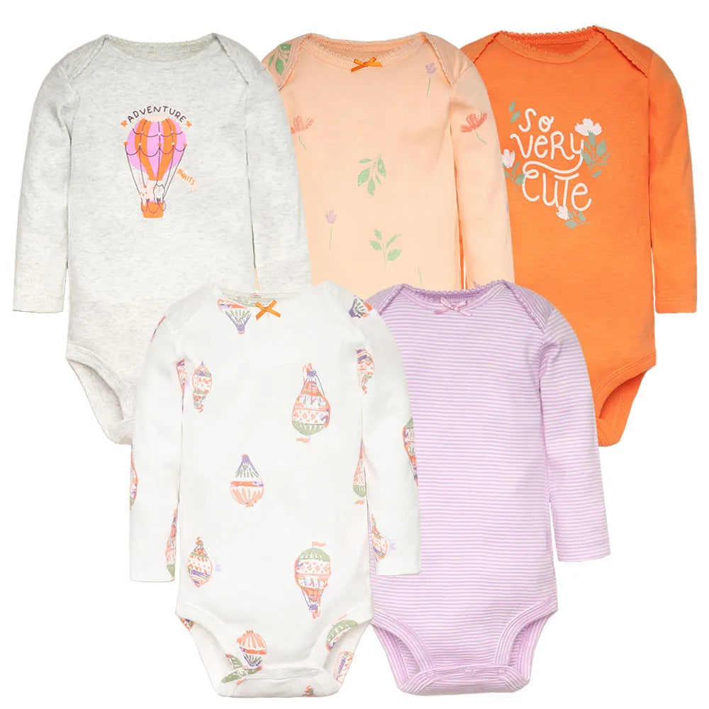 Set de 5 Bodys para Bebé Niño - 100% Algodón