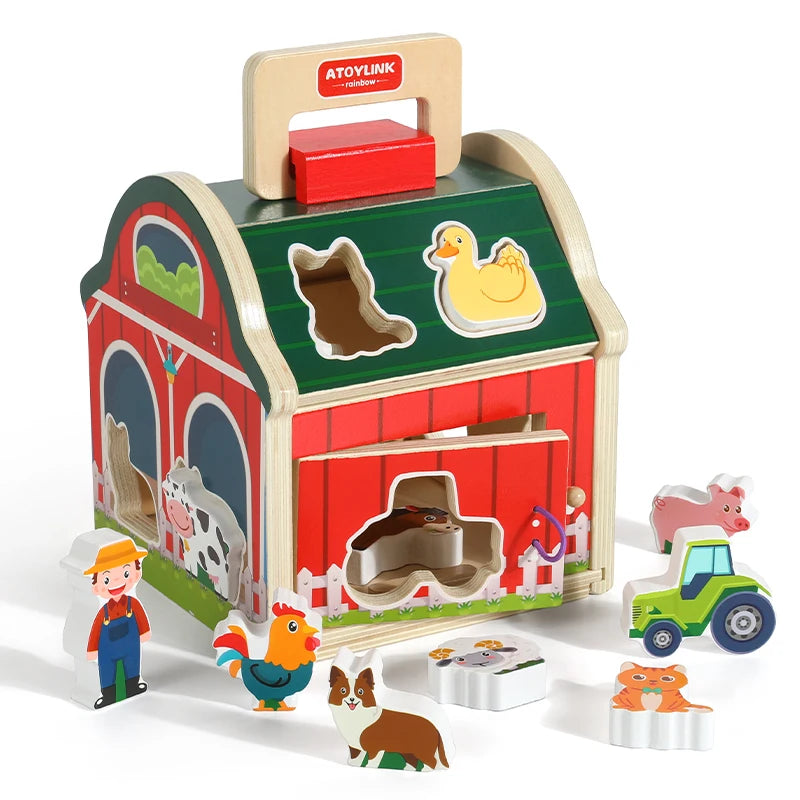 Granja de Madera Didáctica – Juego de Encaje para Bebés