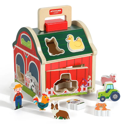 Granja de Madera Didáctica – Juego de Encaje para Bebés