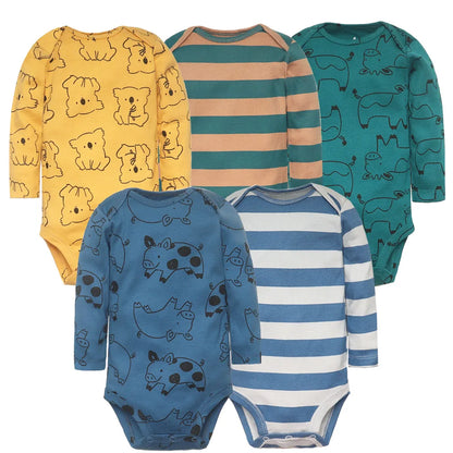 Set de 5 Bodys para Bebé Niño - 100% Algodón