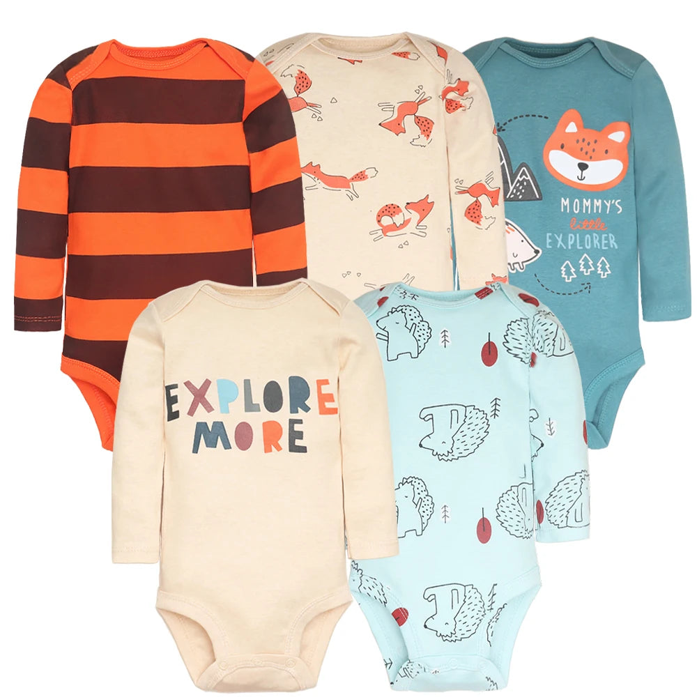 Set de 5 Bodys para Bebé Niño - 100% Algodón