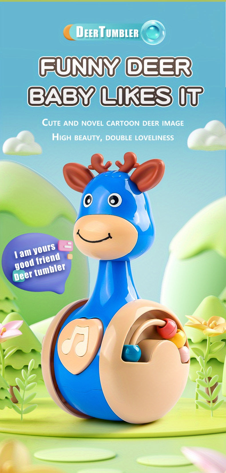 Juguete Rodante de Venadito – Roly Poly para Bebés